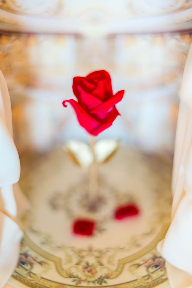 Rote Rose in Hochzeitstorte für Märchenhochzeit